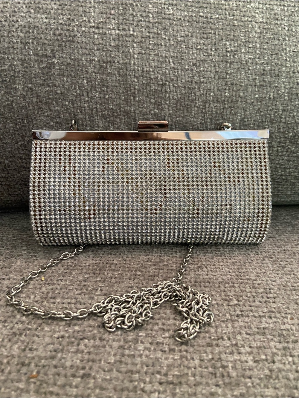Charming Charlie Silver Rhinestone Chain Clutch - Picture 9 of 9
